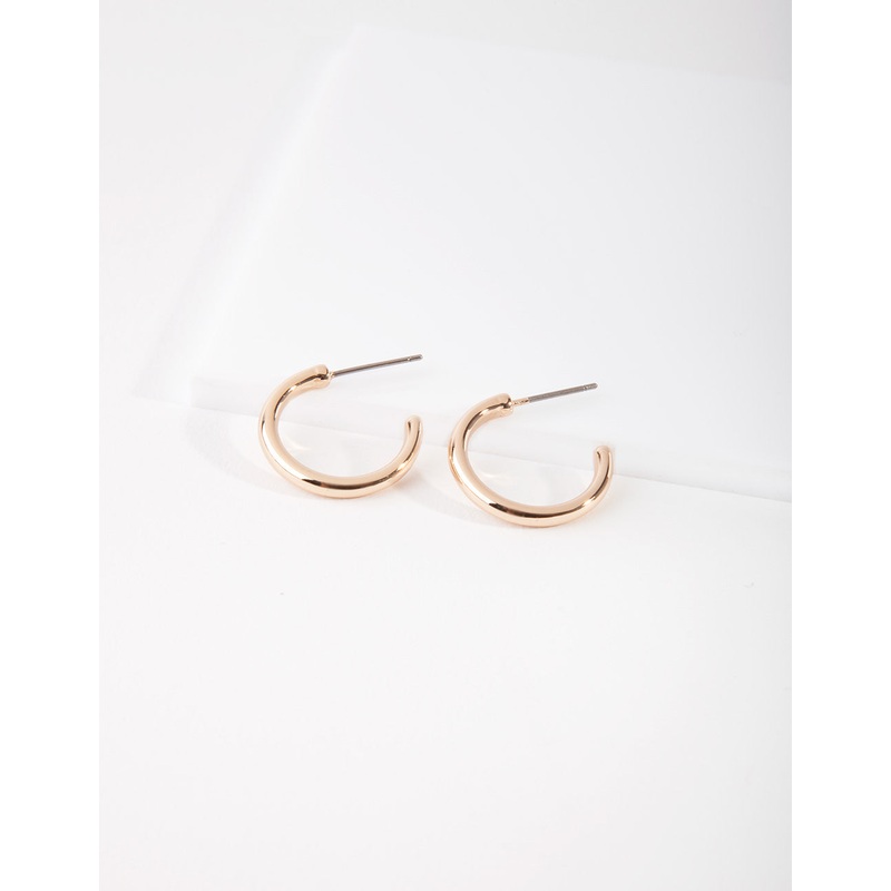 Gold Small Thick Hoop Earrings