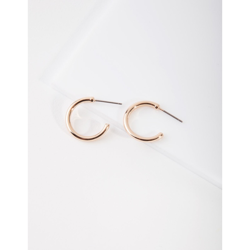 Gold Small Thick Hoop Earrings