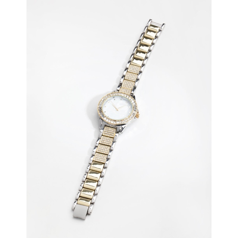Mixed Metal Bling Link Watch
