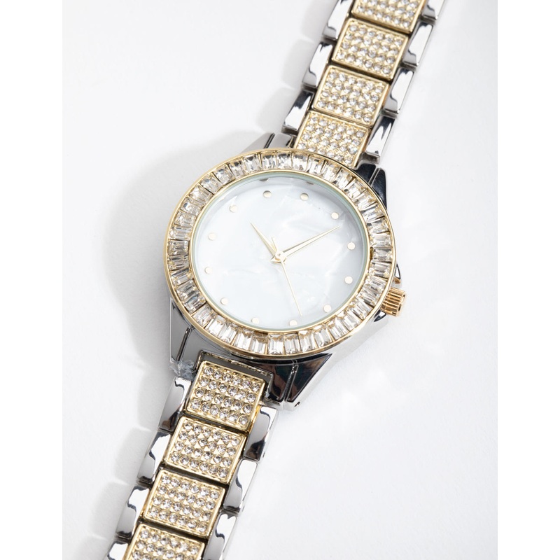 Mixed Metal Bling Link Watch