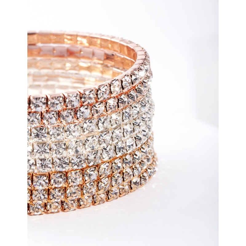 Mixed Metal Diamante Bracelet 8-Pack