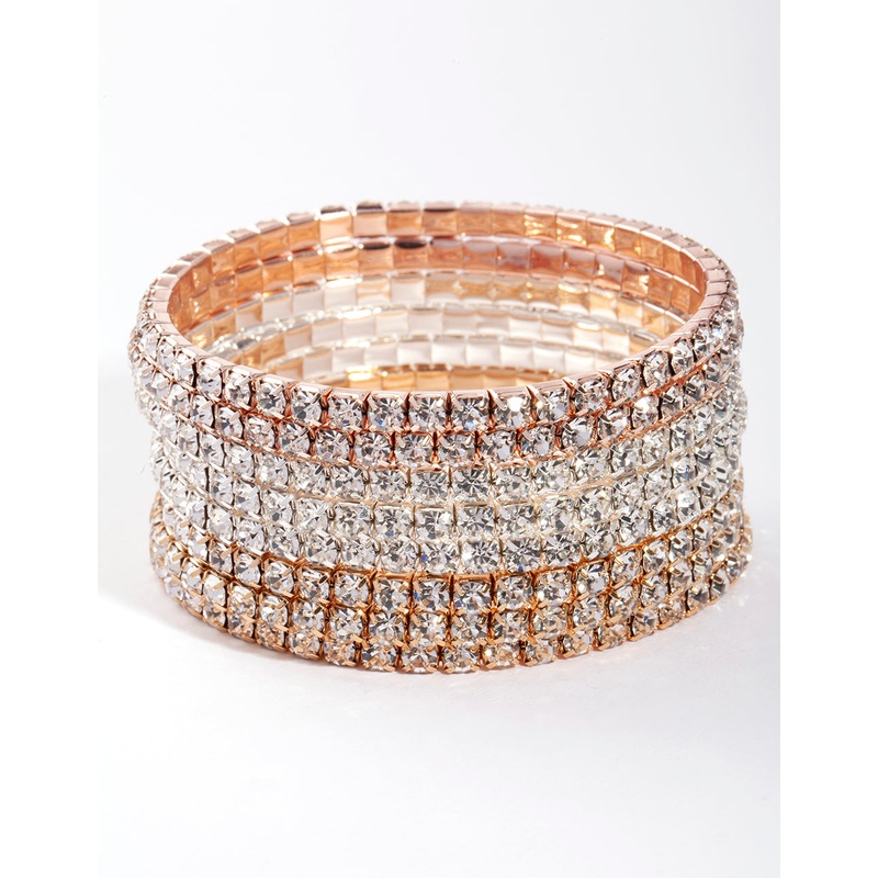 Mixed Metal Diamante Bracelet 8-Pack