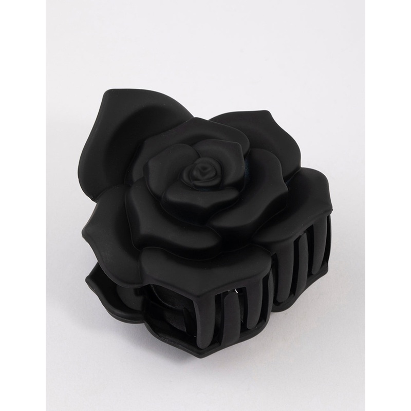 Plastic Romantic Black Rose Claw Clip