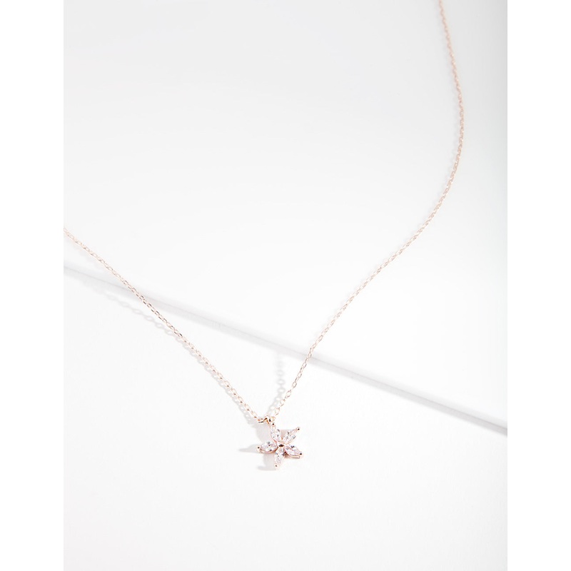 Rose Gold Cubic Zirconia Flower Necklace