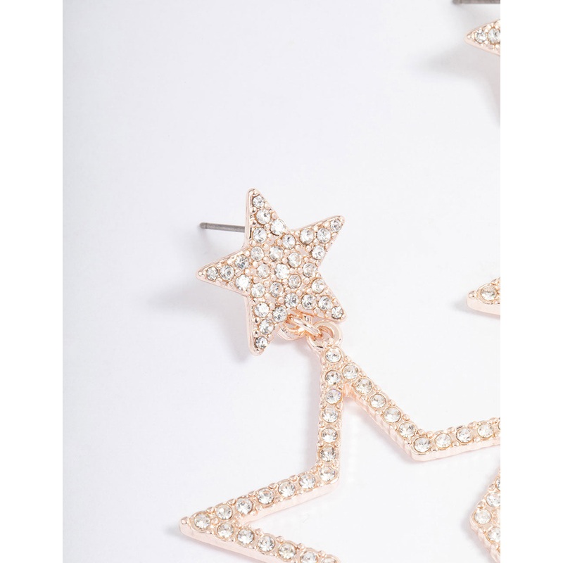 Rose Gold Glamorous Star Drop Earrings