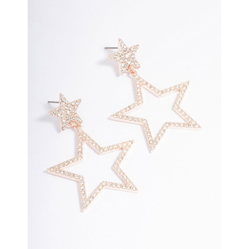 Rose Gold Glamorous Star Drop Earrings