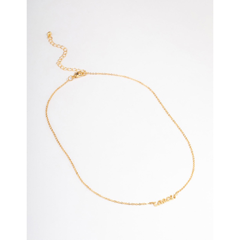 Gold Plated Cancer Script Pendant Necklace