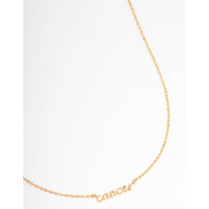 Gold Plated Cancer Script Pendant Necklace