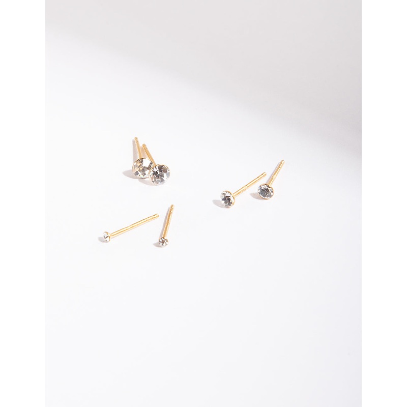 Gold Plated Sterling Silver Diamante Gradual Ear Pack