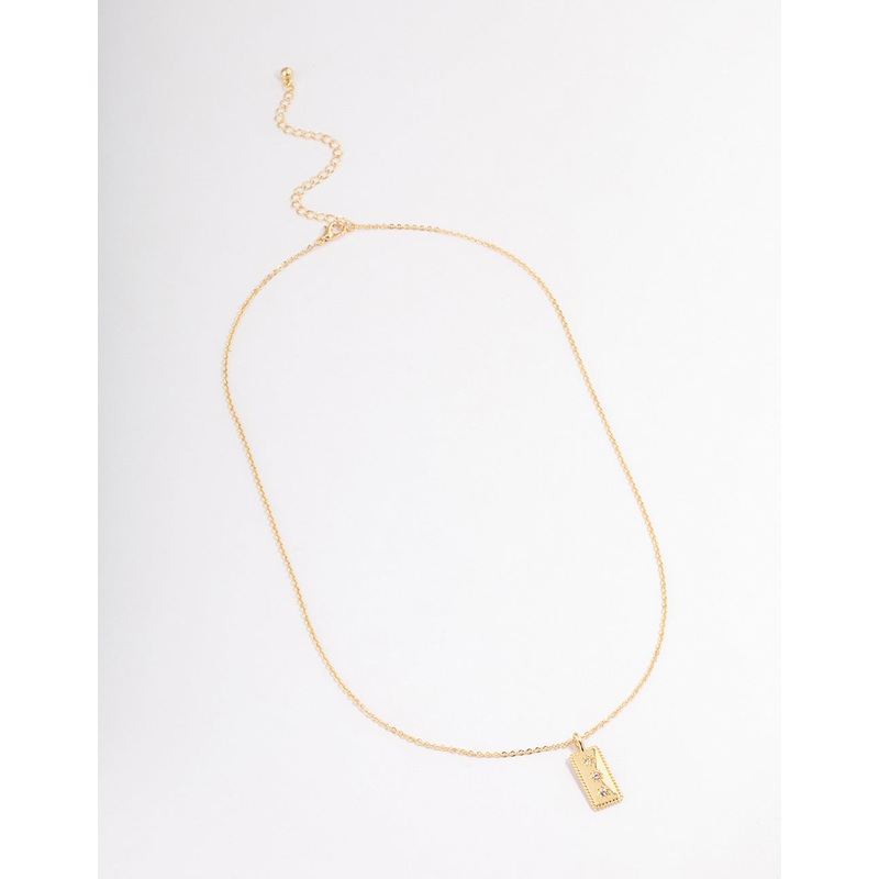 Gold Plated Triple Star Bar Necklace