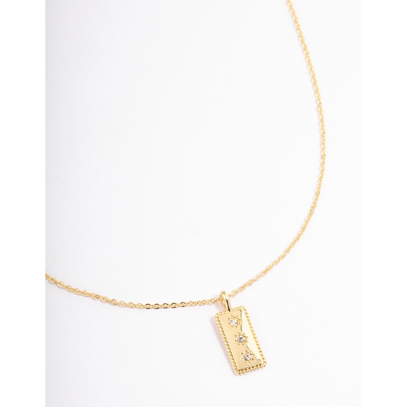 Gold Plated Triple Star Bar Necklace