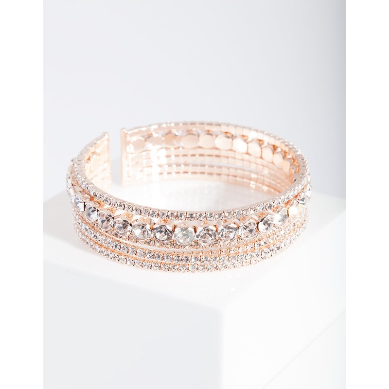 Rose Gold Multi Diamante Arm Cuff