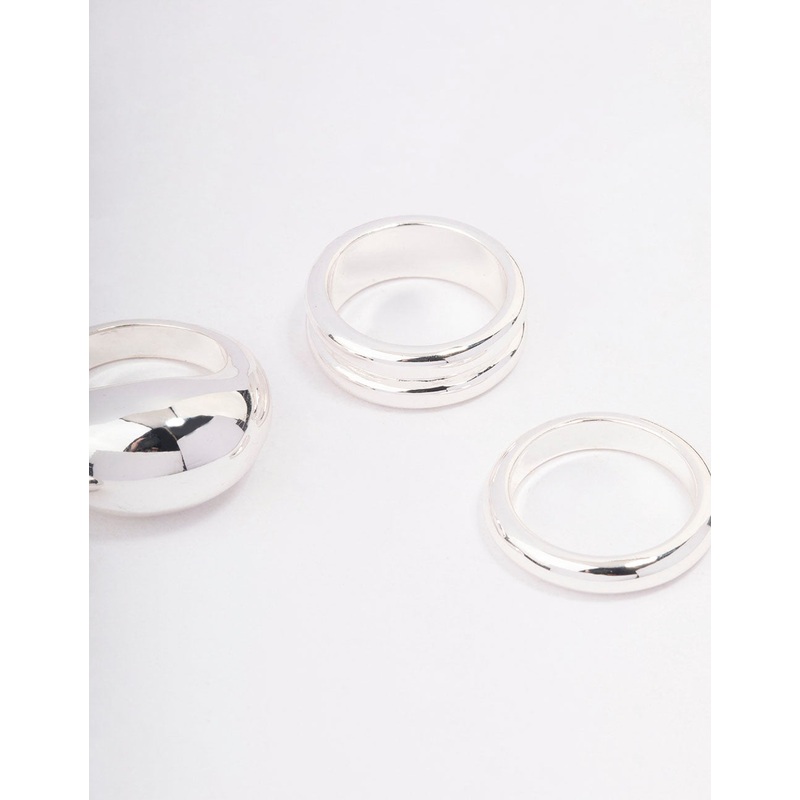 Silver Organic Smooth Ring Pack
