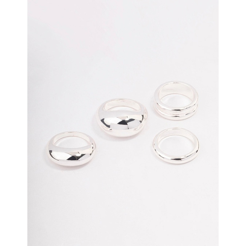 Silver Organic Smooth Ring Pack
