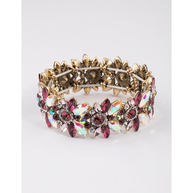 Antique Gold Multi Diamante Bracelet