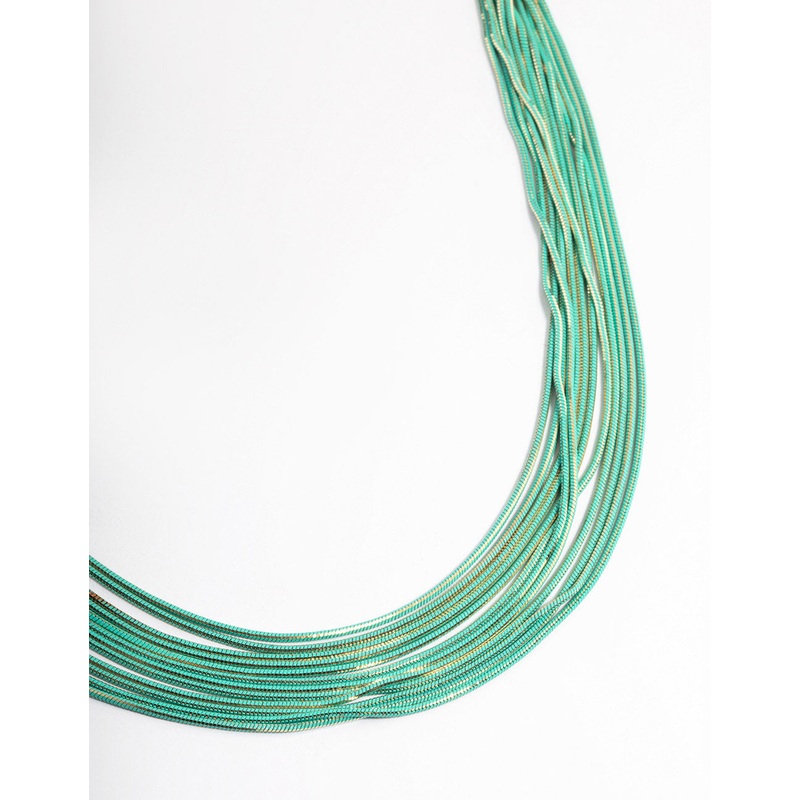Gold Coated Snake Chain Multi-Row Necklace