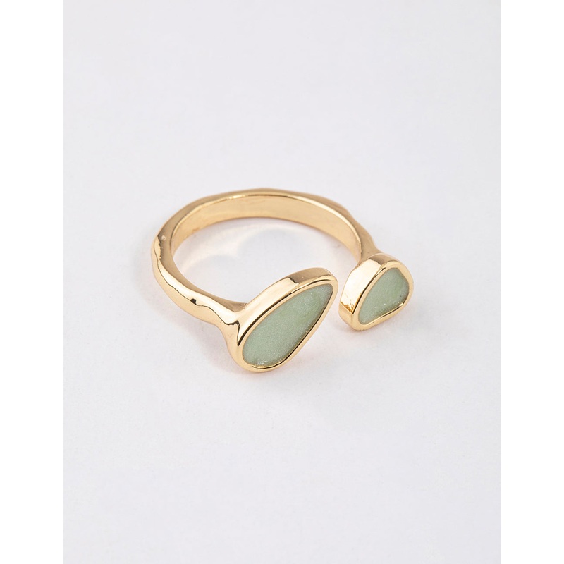 Gold Plated Double Stone Open Ring
