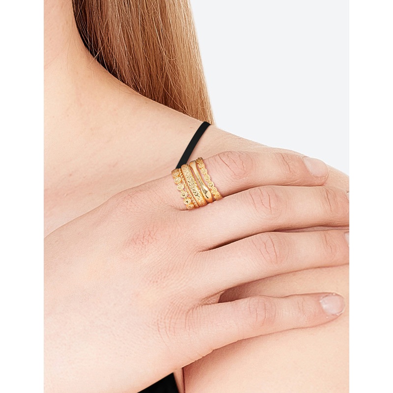 Gold Plated Molten Mixed Ring 5-Pack