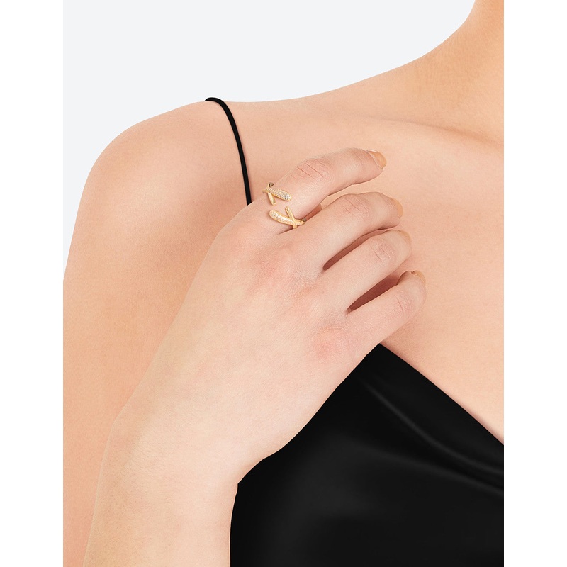 Gold Plated Pave Interlaced Ring