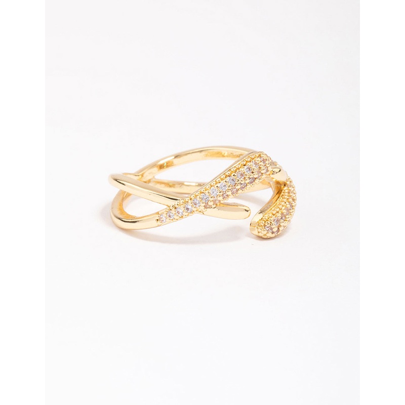 Gold Plated Pave Interlaced Ring