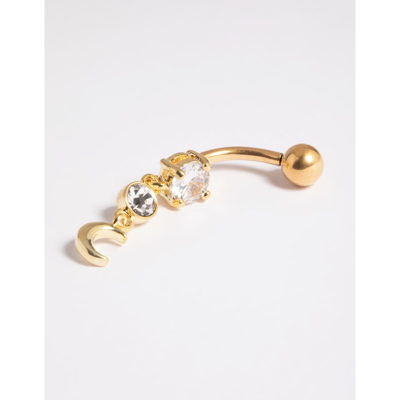 Gold Plated Titanium Threadless Celestial Belly Bar