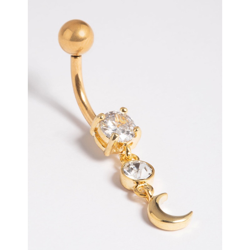 Gold Plated Titanium Threadless Celestial Belly Bar