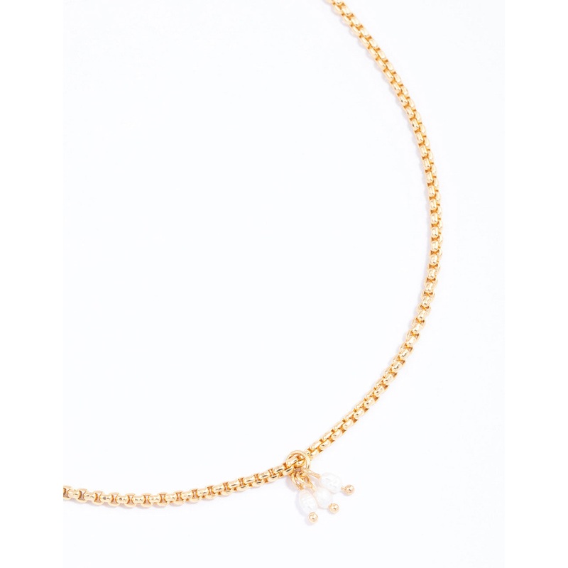 Gold Plated Triple Freshwater Pearl Dainty Necklace