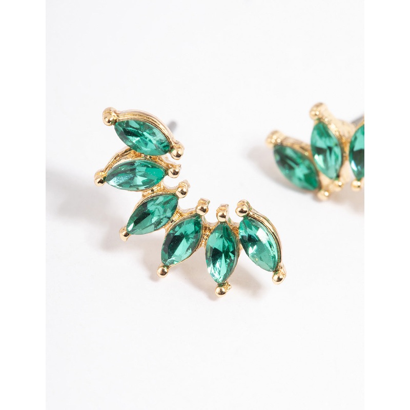 Gold Small Marquise Graduating Stud Earrings