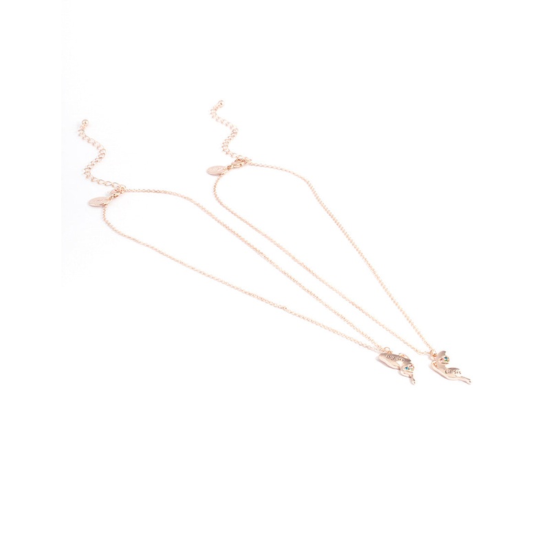 Rose Gold Butterfly Sister Necklace Pack