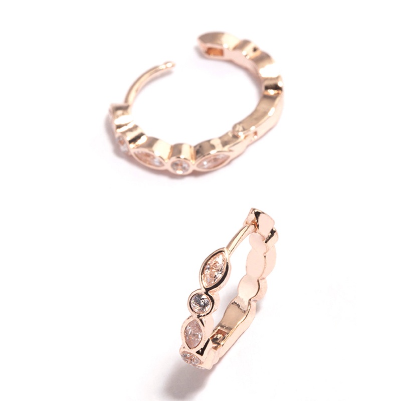 Rose Gold Diamante Row Huggie Earrings