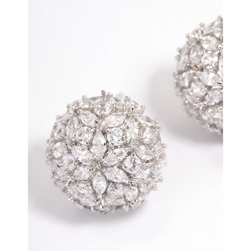 Silver Dome Sparkle Earrings