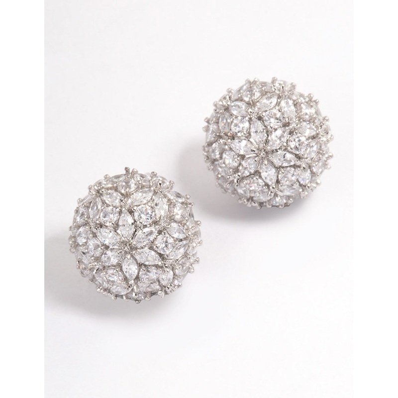 Silver Dome Sparkle Earrings