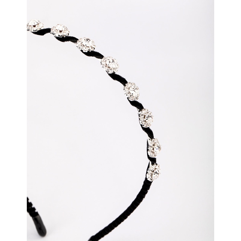 Silver Wrapped Flower Diamante Headband