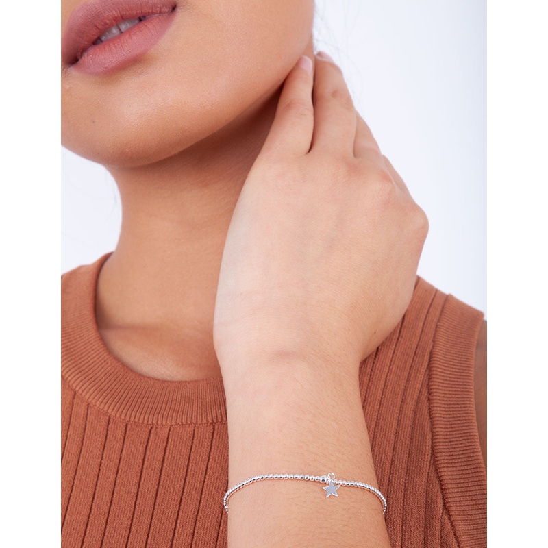 Sterling Silver Star Pendant Stretch Bracelet
