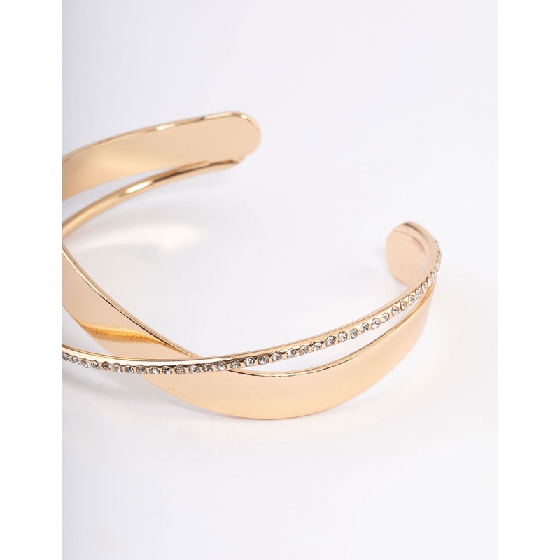 Gold Bling X Cuff Bangle