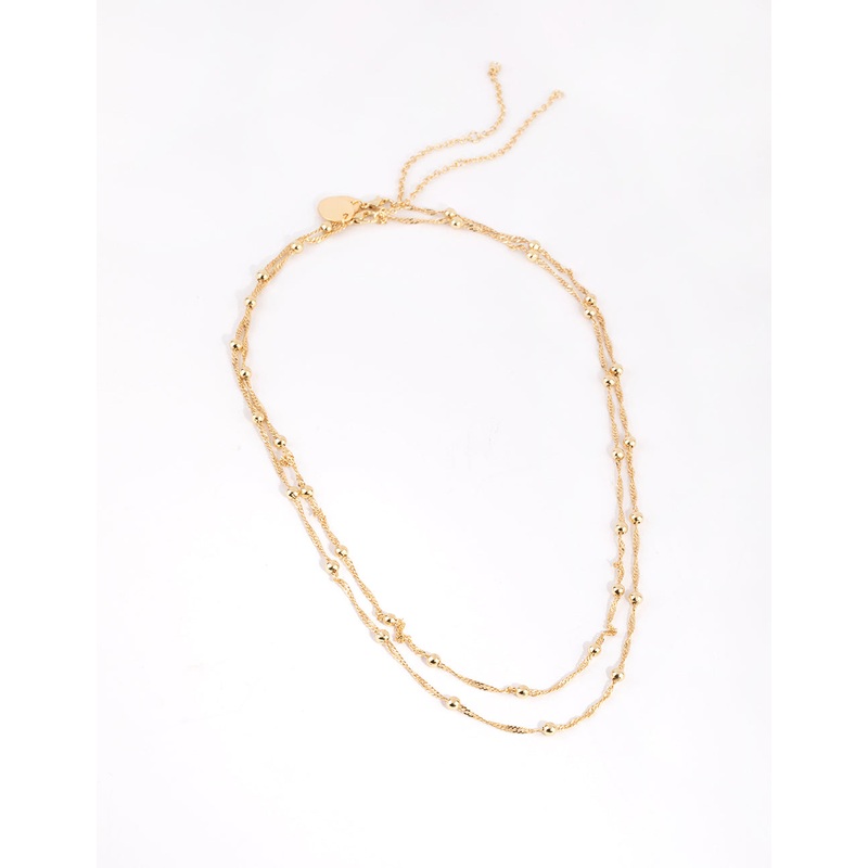 Gold Plated Ball & Twist Chain Necklace Set