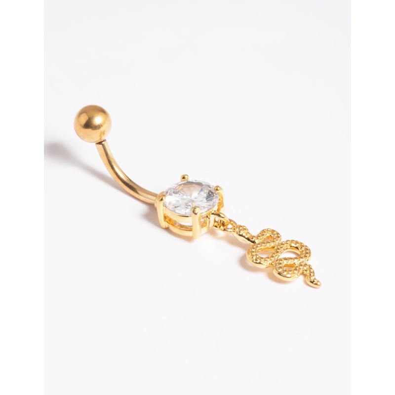 Gold Plated Titanium Threadless Snake Belly Bar