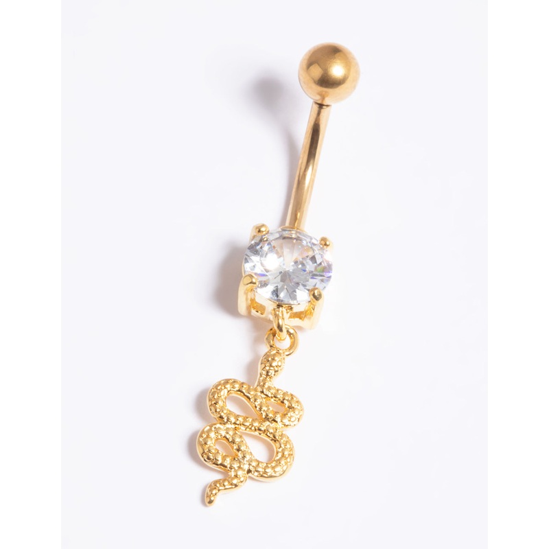 Gold Plated Titanium Threadless Snake Belly Bar