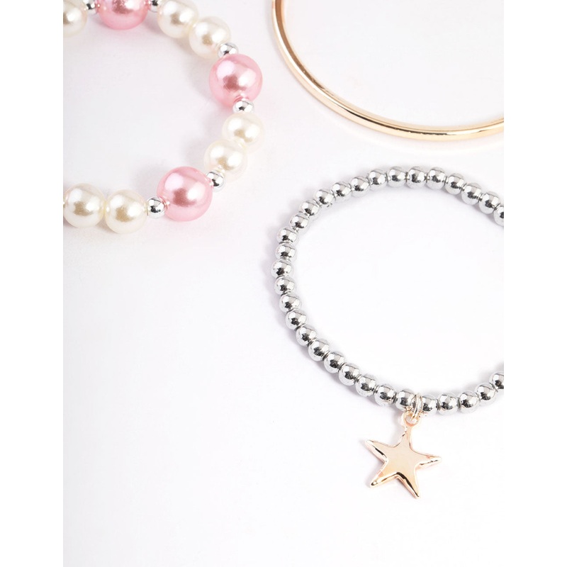 Kids Pearl & Facet Bead Mixed Bracelet