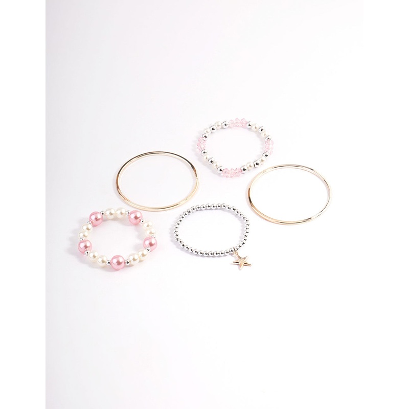 Kids Pearl & Facet Bead Mixed Bracelet