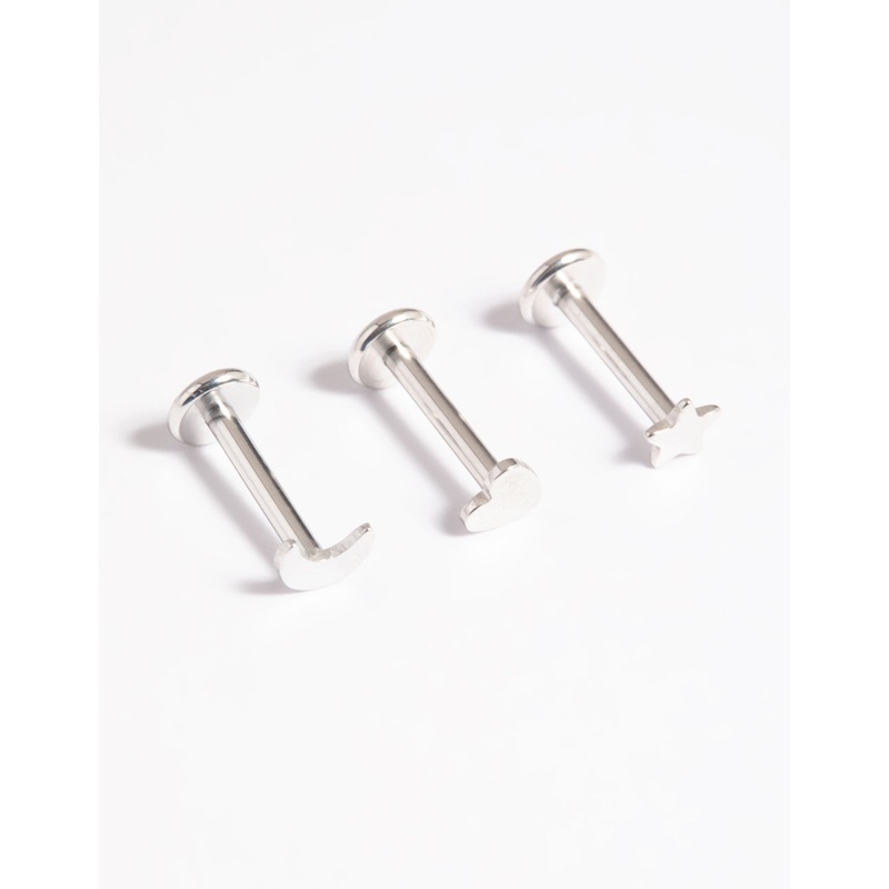 Platinum Plated Titanium Threadless Celestial Flat Back Pack