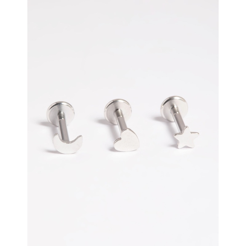 Platinum Plated Titanium Threadless Celestial Flat Back Pack