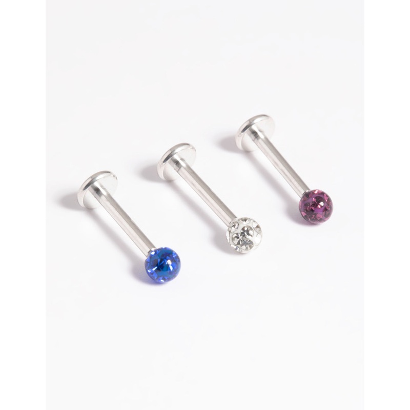 Platinum Plated Titanium Threadless Crystal Pave Flat Back Pack