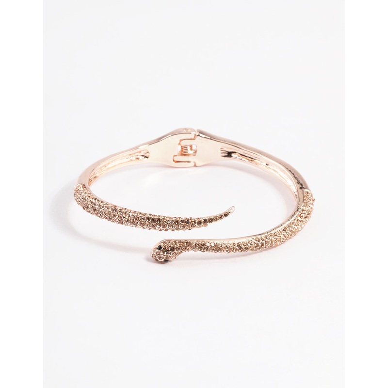 Rose Gold Diamante Snake Hinge Bracelet