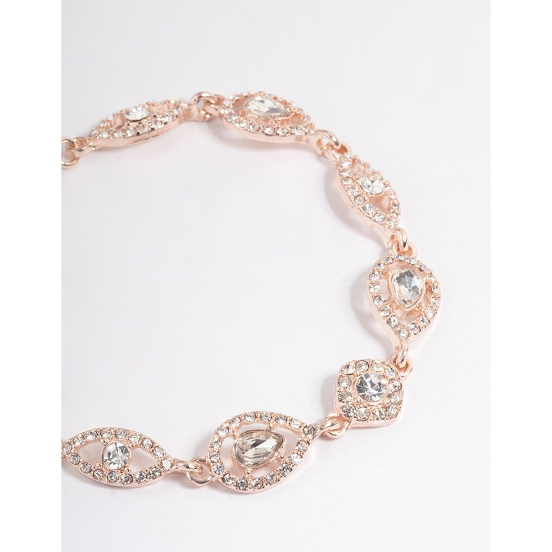 Rose Gold Teardrop & Eye Diamante Necklace