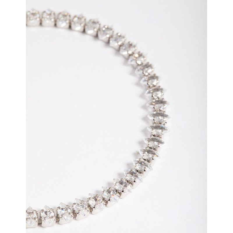 Silver Cubic Zirconia Stone Toggle Tennis Bracelet