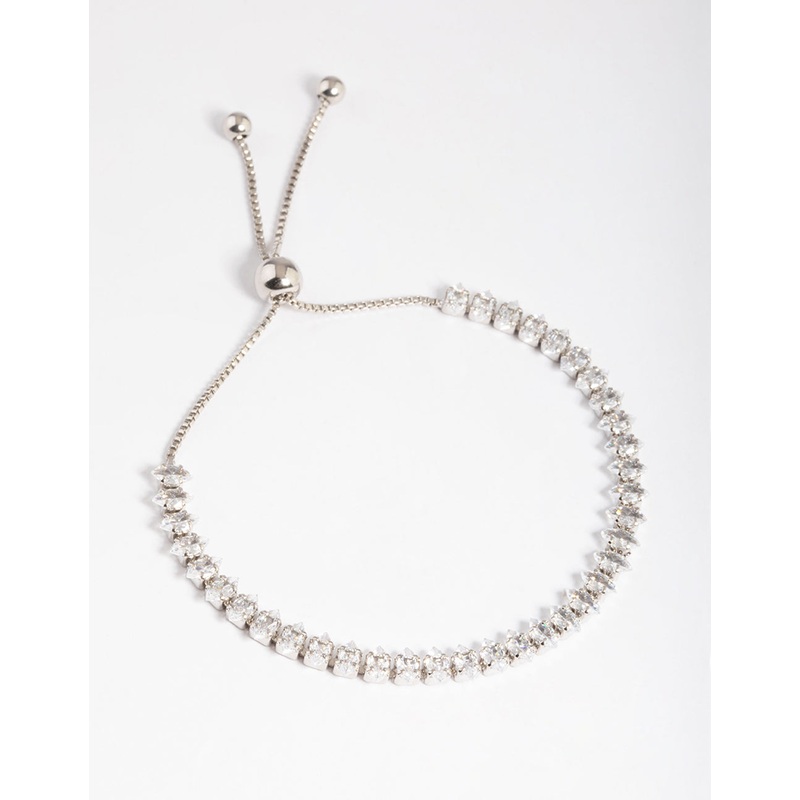Silver Cubic Zirconia Stone Toggle Tennis Bracelet