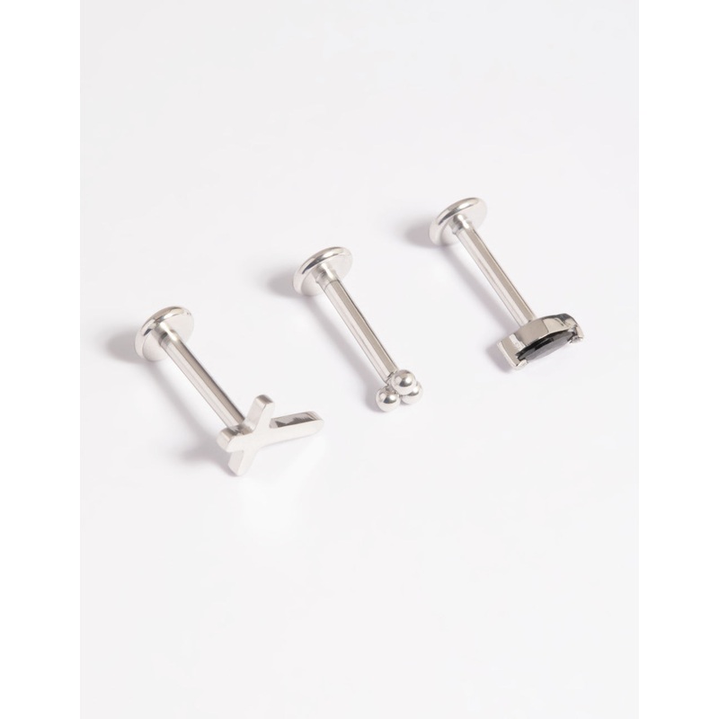 Platinum Plated Titanium Threadless Cross Flat Back Pack