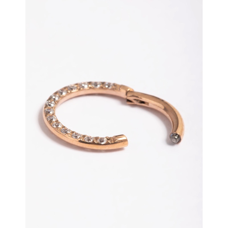 Rose Gold Titanium Cubic Zirconia 8mm Clicker