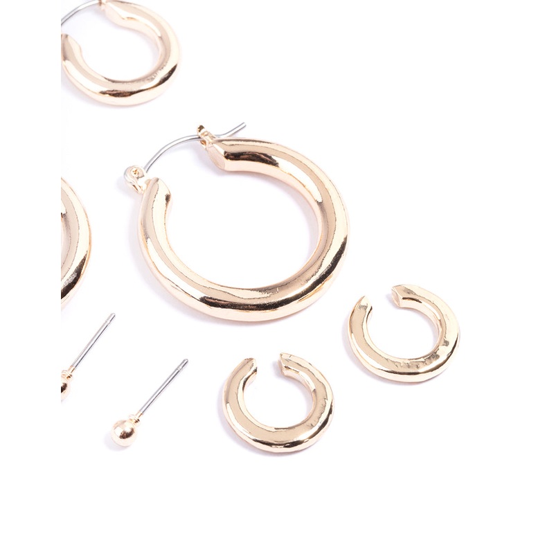 Gold Core Chunky Mix Earrings 4-Pack